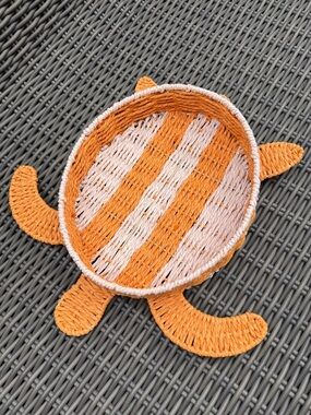Frontgate Woven Turtle Accent Tray - Orange - NWT